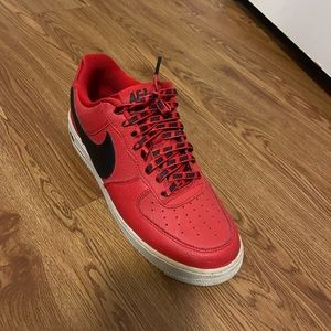 Nike Air Force 1s Red and white and black. Price is nEGOTIABLE !!!!🙂
